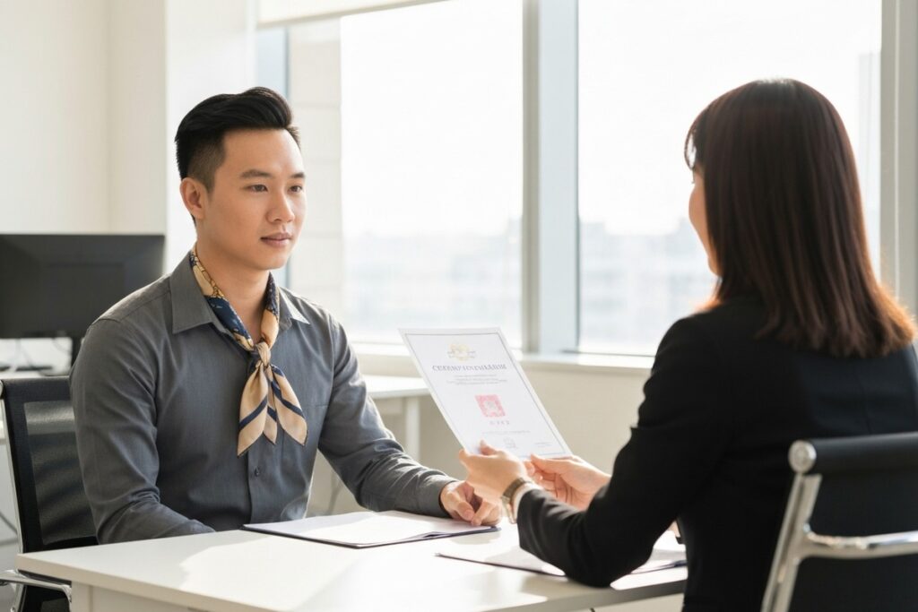 Ứng viên sử dụng chứng chỉ JLPT trong buổi phỏng vấn xin việc công ty Nhật
